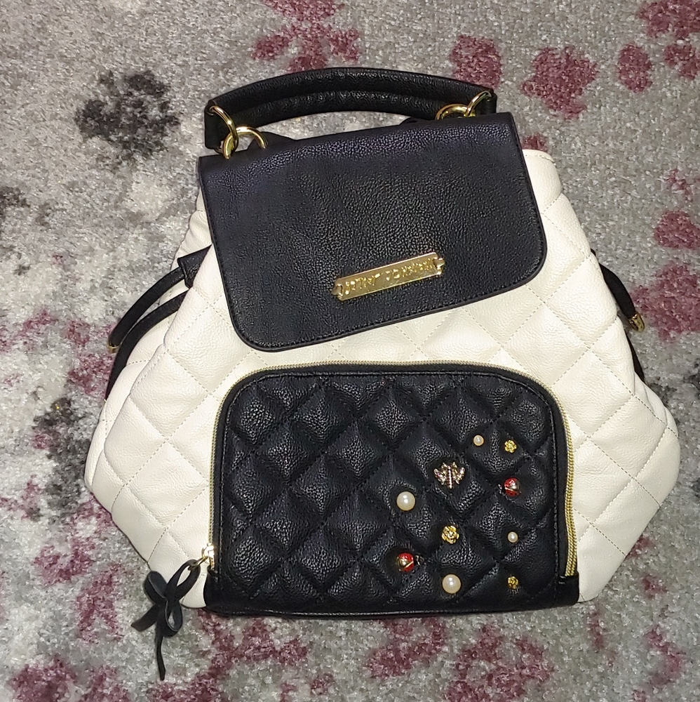 Betsey Johnson Backpack with Jewelled Bugs & Pearl
